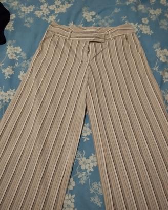 pantalone gamba larga a righe 