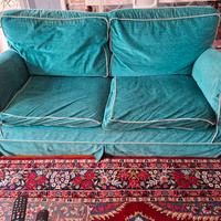 Divano artigianale in velluto 2 posti turchese