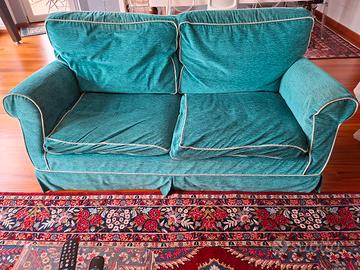 Divano artigianale in velluto 2 posti turchese