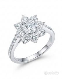 Anello Fiore in Argento con Moissanite 1 CT