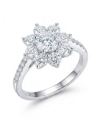 Anello Fiore in Argento con Moissanite 1 CT