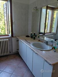 Mobili bagno con piano in marmo.