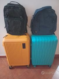 2 trolley medi rigidi +2 zaini bagaglio a mano
