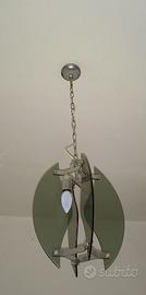 Lampadario funzionante anni 70 vetro e metallo