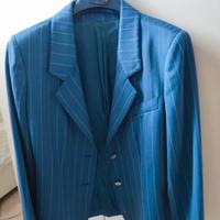 Blazer donna blu gessato 