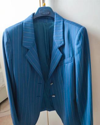 Blazer donna blu gessato 