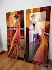 2 quadri donna grandi dimensioni 103x43 cm