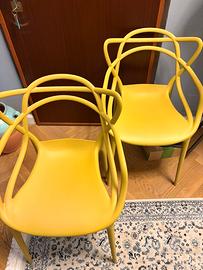 Kartell coppia sedie Masters giallo ocra