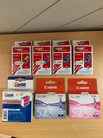 7 cartucce Canon 521 nuove originali e compatibili