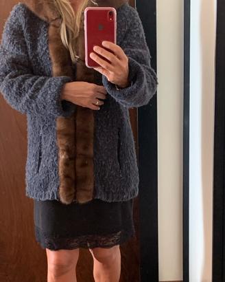 Giaccone con inserti visone selvaggio