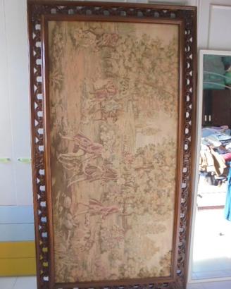Quadro antico ricamo su tela permuto