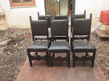 Set di 6 sedie antiche - stile Rinascimento