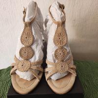 SANDALI CAMOSCIO BEIGE PURA LOPEZ N. 38
