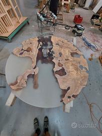 Piano per tavolo in ulivo e resina