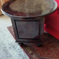 Tavolino etnico rotondo con base comodino legno