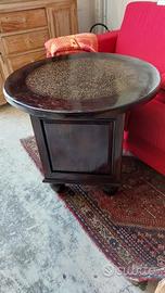 Tavolino etnico rotondo con base comodino legno