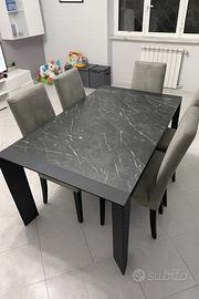 Tavolo effetto Marmo +6 sedie
