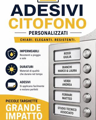Targhette citofono adesive resistenti