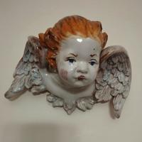 Testa angelo terracotta smaltata R. Apicella