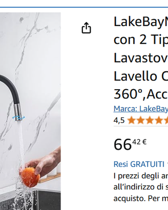 Rubinetto a Muro per Cucina Flessibile 360° NUOVO
