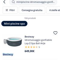 IDROMASSAGGIO DA ESTERNO BESTWAY LAY Z SPA 6 POSTI