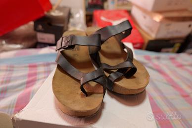 Sandali Zeppa Sughero Pelle Nera