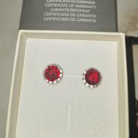 Orecchini argento 925 zirconi bianchi e rossi