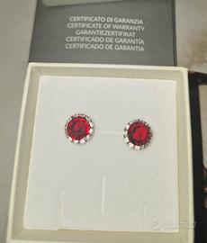 Orecchini argento 925 zirconi bianchi e rossi