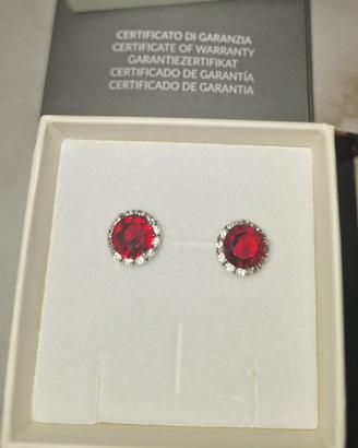 Orecchini argento 925 zirconi bianchi e rossi