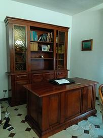 completo scrivania con libreria in legno 