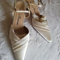 Scarpe SPOSA-CERIMONIA raso Avorio. n°38.5-39