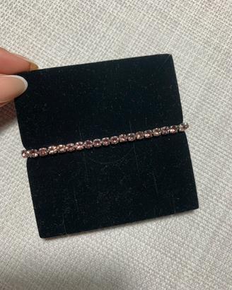 Bracciale tennis acciaio rosa e argento