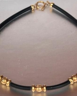 Bracciale Caucciù Con Inserti In Oro puro 750-18kt