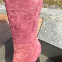 Stivali con Tacco Emporio Armani Suede Rosa Cipria