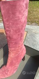 Stivali con Tacco Emporio Armani Suede Rosa Cipria