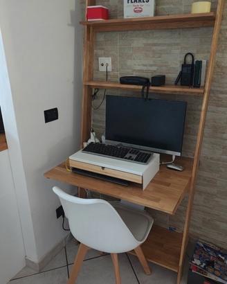 Scrivania a scala in legno di rovere + Sedia