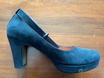 scarpe donna blu tacco  come nuove tg 40