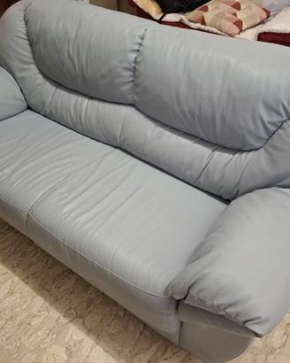 Divano in vera pelle azzurro