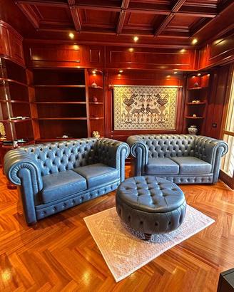divano 2 posti chester inglese in pelle vintage