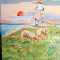 dipinto ad olio di Marchiani "tramonto"