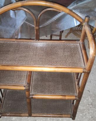 Scaffalatura vimini canna bambu mobile libreria