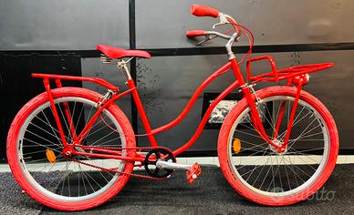 Bicicletta da Donna Rossa 26" Contropedale