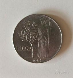 Moneta 100 lire anno 1957
