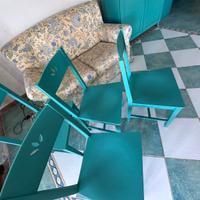 4 sedie in legno listellare