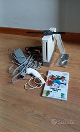 Nintendo wii bianca con gioco e accessori