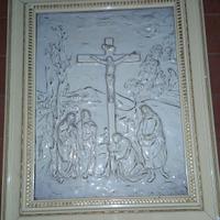 Ceramica smaltata a rilievo CrocifissioneGesù 1950