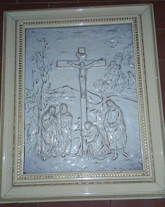 Ceramica smaltata a rilievo CrocifissioneGesù 1950