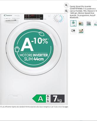 Lavatrice NUOVA CandySlimSmart Inverter 7KG clas A