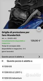 Griglia protezione faro GS 1250 Wunderlich