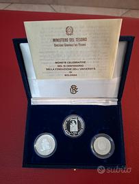 Trittico 500+200+100 Lire-Argento- 1988 "Bologna"